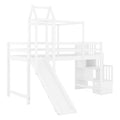 Twin Size Loft Bed With Tent And Tower Blue Blue Solid Wood