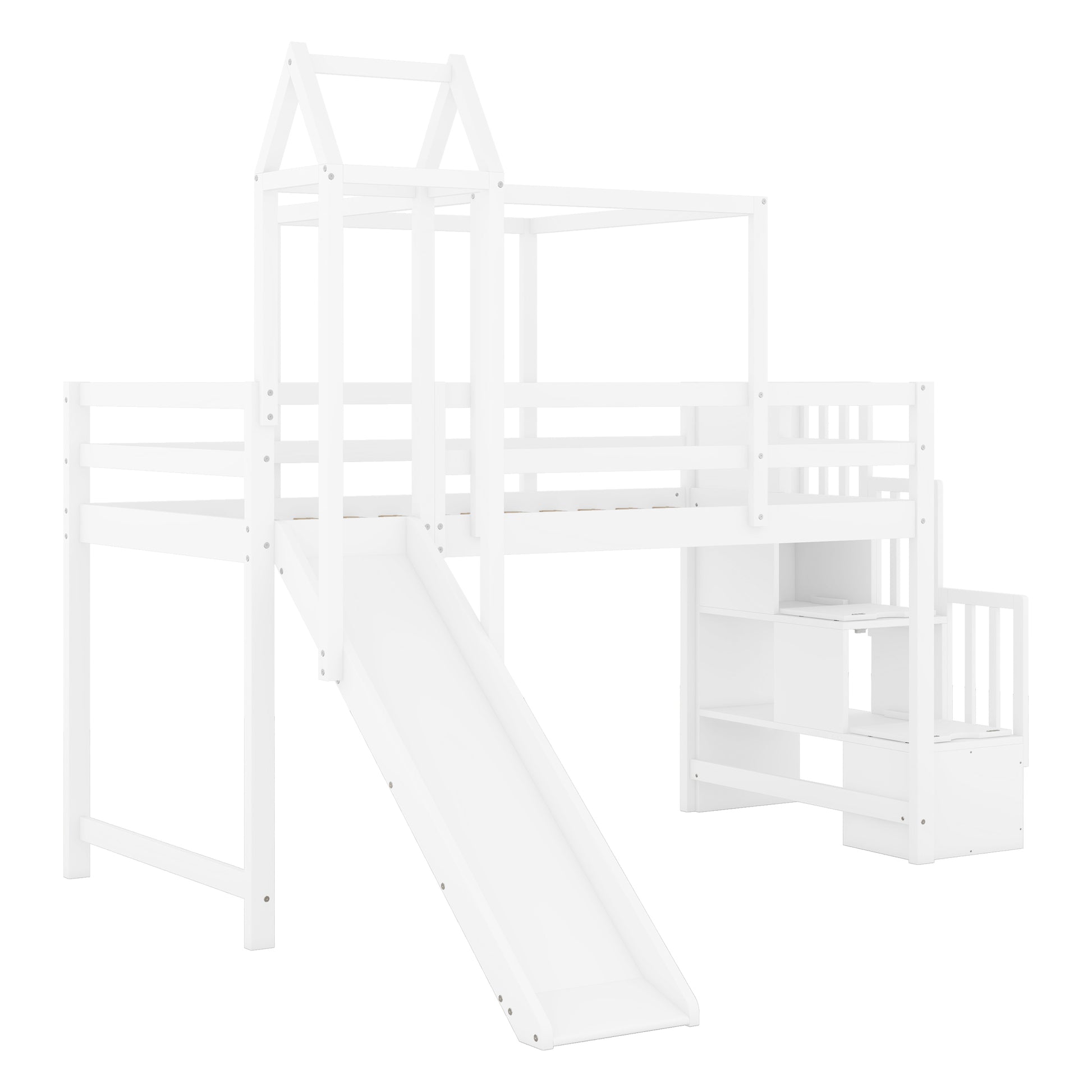 Twin Size Loft Bed With Tent And Tower Blue Blue Solid Wood