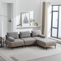 100.7'' L Shape Sectional Sofa 3 Seater Couches With A Removable Ottoman, Comfortable Fabric For Living Room, Apartment, Grey Grey Foam Palomino Fabric 4 Seat