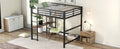 Full Size Metal Loft Bed With Built In Desk And Storage Shelves, Black Black Metal & Wood