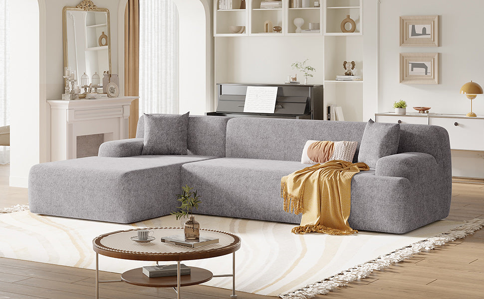 Modern Large L Shape Modular Sectional Sofa For Living Room, Bedroom, Salon, 2 Piece Free Combination, Simplified Style Gray Polyester 3 Seat