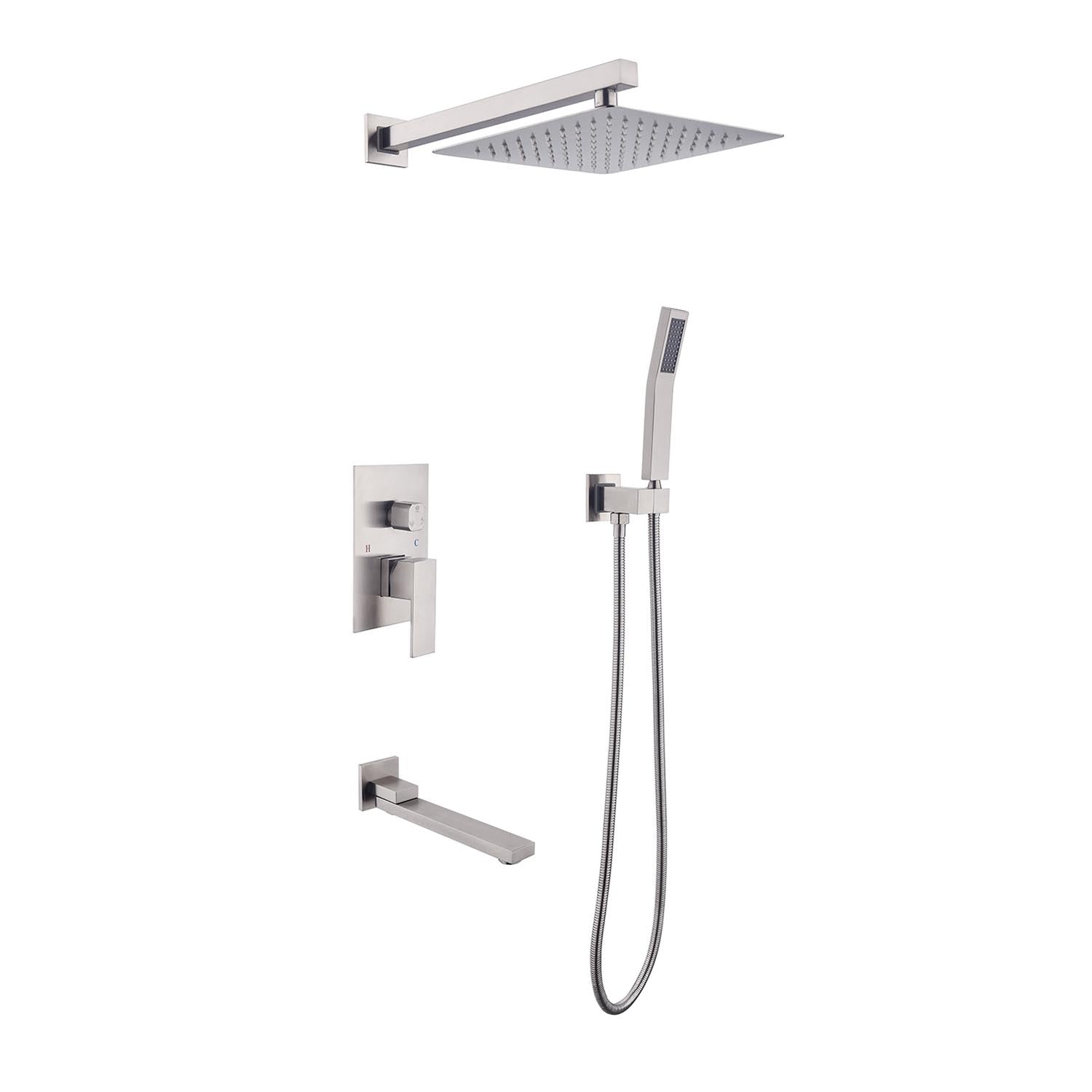 16" Rain Shower Head Systems Wall Mounted Shower One Brushed Nickel Wall Mounted Bathroom Brass