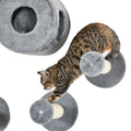 5Pcs Cat Wall Shelves, Pet Wall Mounted Climbing Shelf Set, Kitten Activity Center With Condo, Cushion, Scratching Post, Jumping Platform, Brown Gray Particle Board