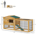 2 Levels Outdoor Rabbit Hutch With Openable Top, 59