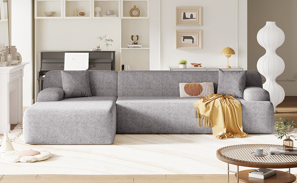 Modern Large L Shape Modular Sectional Sofa For Living Room, Bedroom, Salon, 2 Piece Free Combination, Simplified Style Gray Polyester 3 Seat