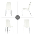 Modern Dining Chairs With Faux Leather Padded Seat Dining Living Room Chairs Upholstered Chair With Chrome Metal Legs Design For Kitchen, Living, Bedroom, Dining Room Side Chairs Set Of 4 White Metal