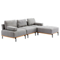 100.7'' L Shape Sectional Sofa 3 Seater Couches With A Removable Ottoman, Comfortable Fabric For Living Room, Apartment, Grey Grey Foam Palomino Fabric 4 Seat