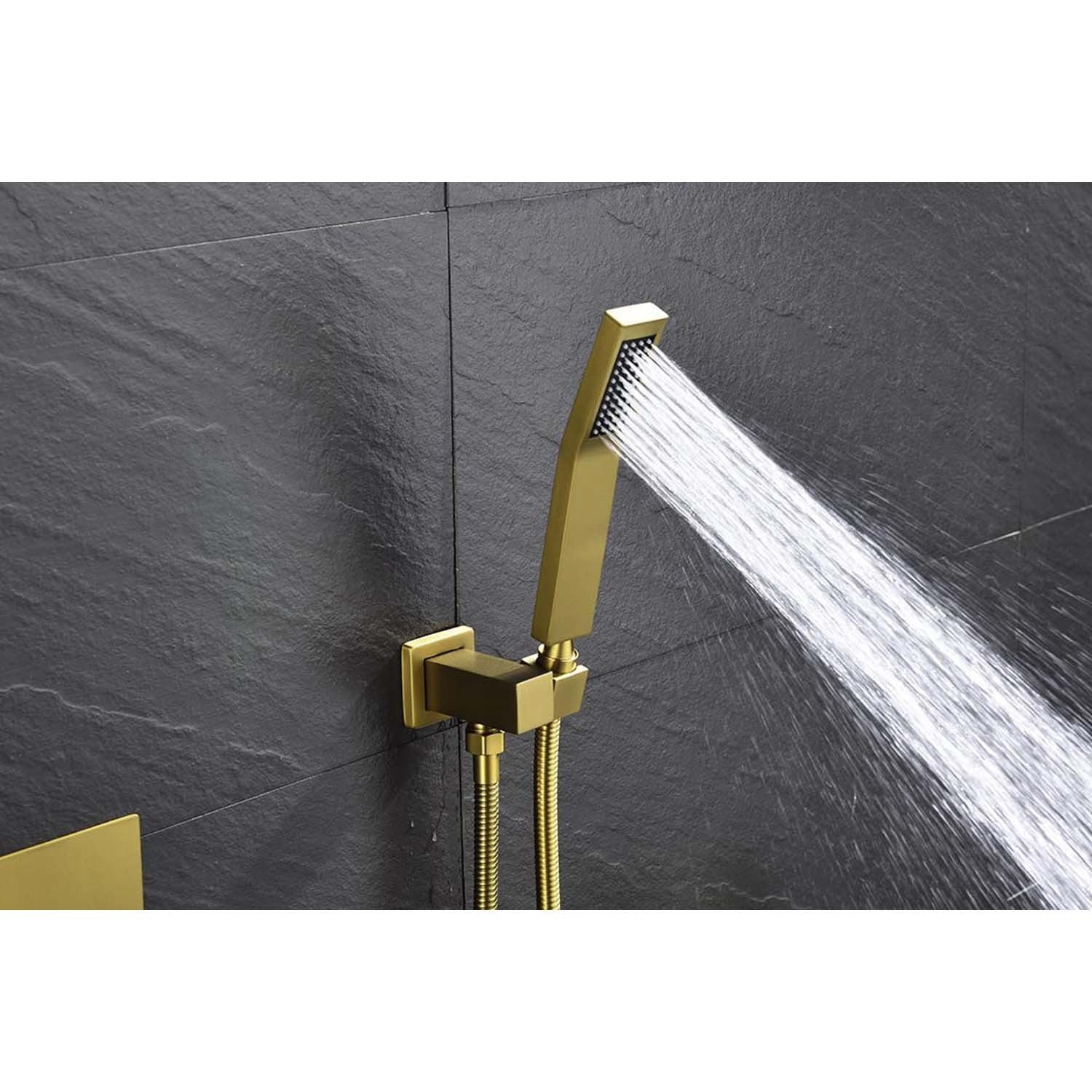 10" Rain Shower Head Systems Wall Mounted Shower One Brushed Gold Wall Mounted Bathroom Brass