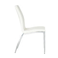 Modern Dining Chairs With Faux Leather Padded Seat Dining Living Room Chairs Upholstered Chair With Chrome Metal Legs Design For Kitchen, Living, Bedroom, Dining Room Side Chairs Set Of 4 White Metal