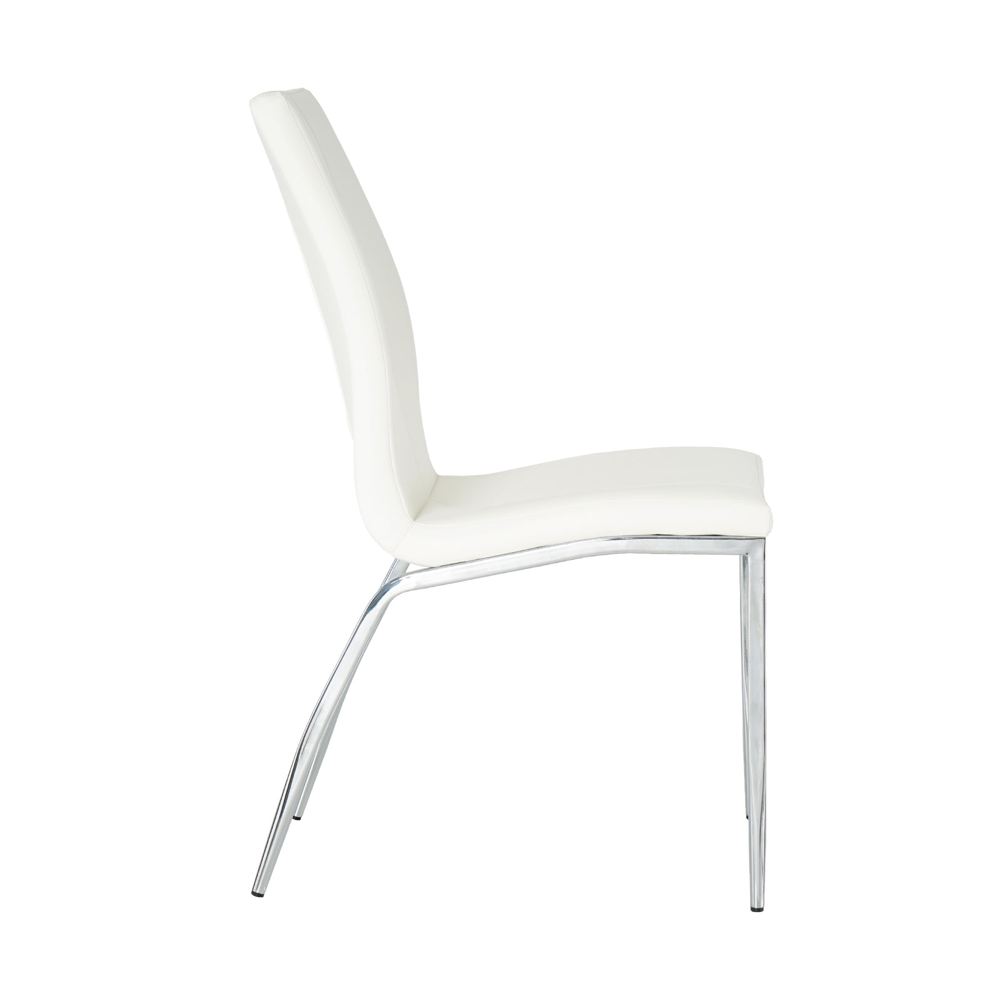 Modern Dining Chairs With Faux Leather Padded Seat Dining Living Room Chairs Upholstered Chair With Chrome Metal Legs Design For Kitchen, Living, Bedroom, Dining Room Side Chairs Set Of 4 White Metal