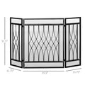 3 Panel Folding Fireplace Screen, Metal Mesh Fire Spark Guard For Wood Burning, 49.5