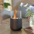 Tabletop Fireplace, Mini Concrete Ethanol Fire Bowl With Lid, Burns Up With Liquid Alcohol And Solid Tablet Alcohol, Dark Grey Dark Grey Stainless Steel