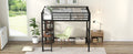 Full Size Metal Loft Bed With Built In Desk And Storage Shelves, Black Black Metal & Wood