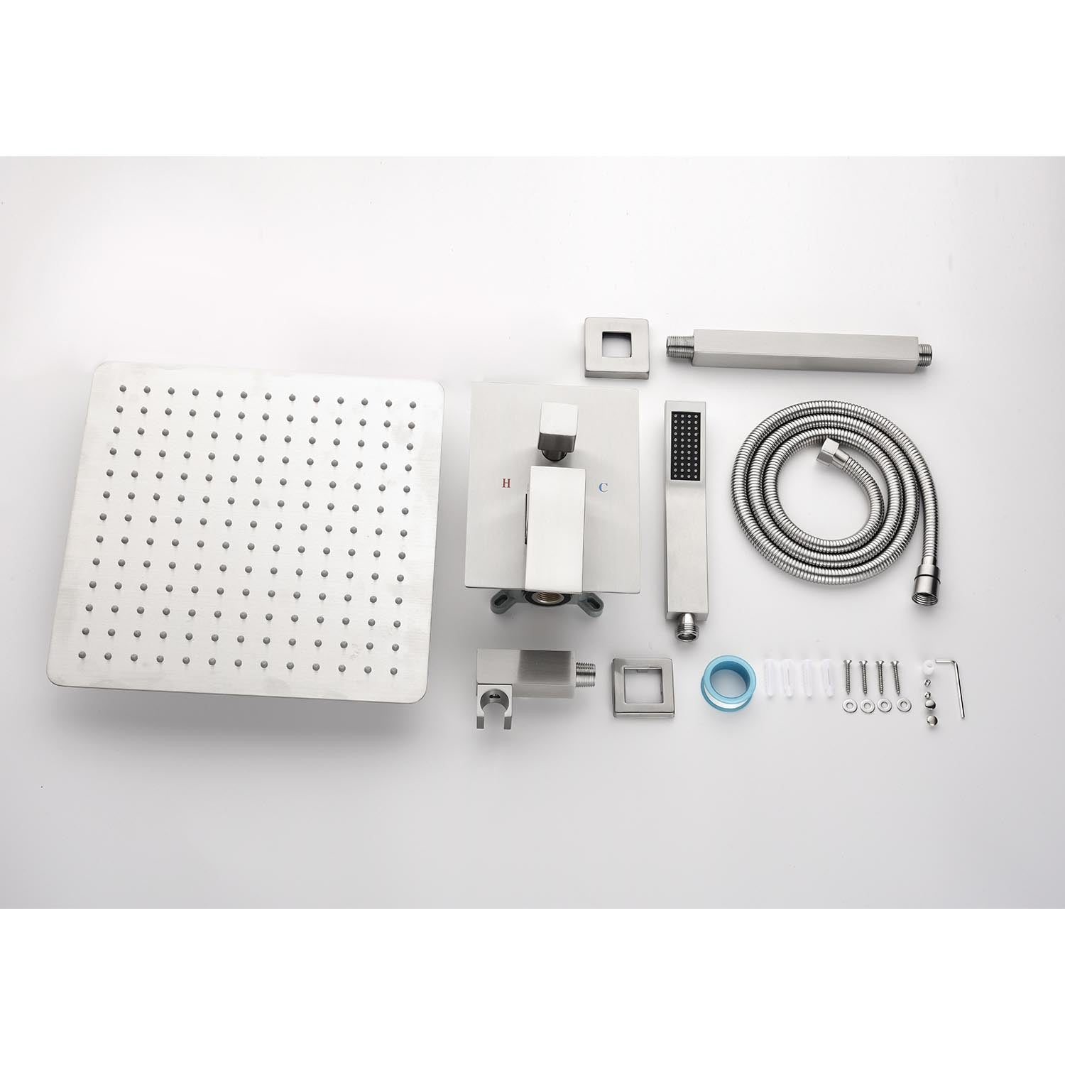 16" Shower Head System Ceiling Mounted Shower One Brushed Nickel Wall Mounted Bathroom Brass