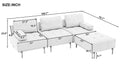 100.7'' L Shape Sectional Sofa 3 Seater Couches With A Removable Ottoman, Comfortable Fabric For Living Room, Apartment, Grey Grey Foam Palomino Fabric 4 Seat