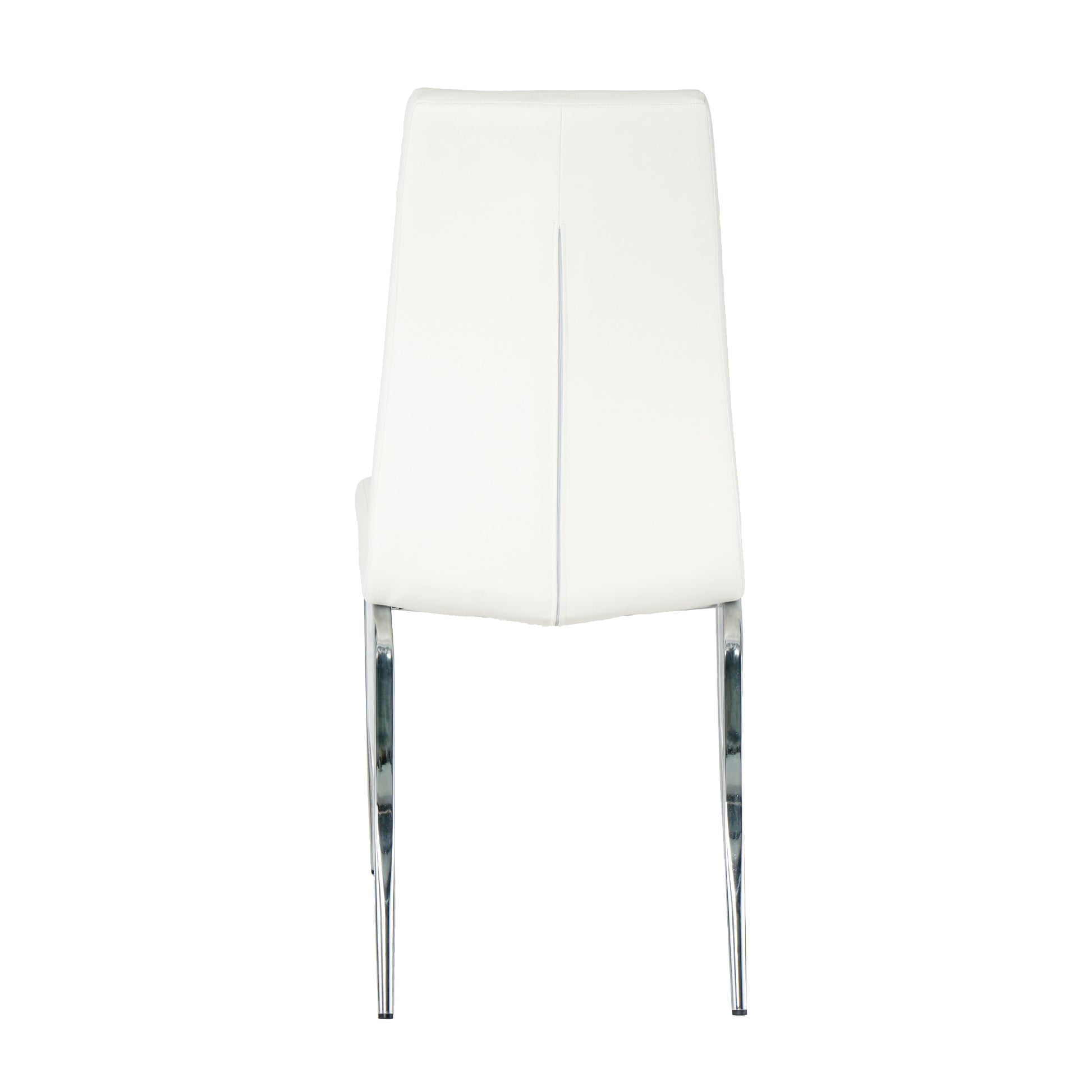 Modern Dining Chairs With Faux Leather Padded Seat Dining Living Room Chairs Upholstered Chair With Chrome Metal Legs Design For Kitchen, Living, Bedroom, Dining Room Side Chairs Set Of 4 White Metal