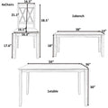 6 Piece Wooden Kitchen Table Set, Farmhouse Rustic Dining Table Set With Cross Back 4 Chairs And Bench, White Cherry White Wood Dining Room Bench Seating Rubberwood Rectangular Dining Table With Chair And Bench Wood Wood White Ladder Back Seats 6 54