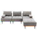 100.7'' L Shape Sectional Sofa 3 Seater Couches With A Removable Ottoman, Comfortable Fabric For Living Room, Apartment, Grey Grey Foam Palomino Fabric 4 Seat