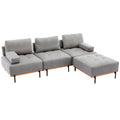 100.7'' L Shape Sectional Sofa 3 Seater Couches With A Removable Ottoman, Comfortable Fabric For Living Room, Apartment, Grey Grey Foam Palomino Fabric 4 Seat