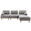 100.7'' L Shape Sectional Sofa 3 Seater Couches With A Removable Ottoman, Comfortable Fabric For Living Room, Apartment, Grey Grey Foam Palomino Fabric 4 Seat