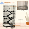 Small Animal Cage With Wheels, Portable Bunny Cage 6 Tier Black Steel