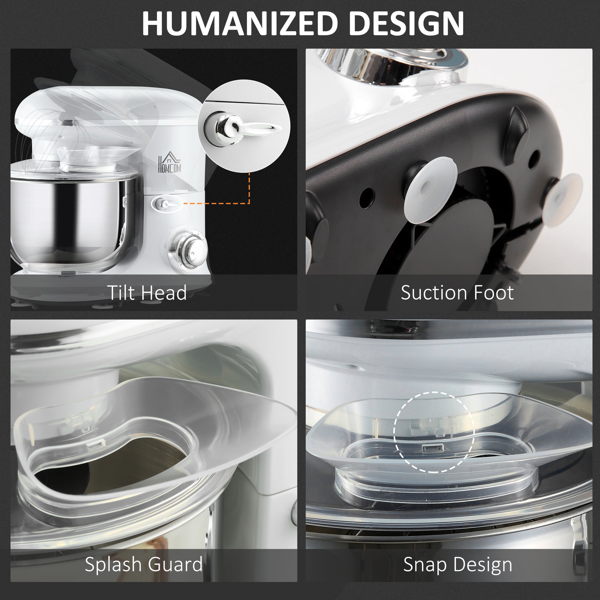 Stand Mixer With 6 1P Speed, 600W Tilt Head Kitchen Electric Mixer With 6 Qt Stainless Steel Mixing Bowl, Beater, Dough Hook, White White Abs