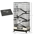 Small Animal Cage With Wheels, Portable Bunny Cage 6 Tier Black Steel