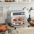 Air Fryer Toaster Oven, 21Qt 8 In 1 Convection Oven Countertop, Broil, Toast, Dehydrator, Thaw And Air Fry, Accessories Included, 1800W, Stainless Steel Finish Silver Stainless Steel