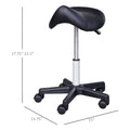 Rolling Saddle Stool, Swivel Salon Chair, Ergonomic Faux Leather Stool, Adjustable Height With Wheels For Spa, Salon, Massage, Office, Black Black Faux Leather