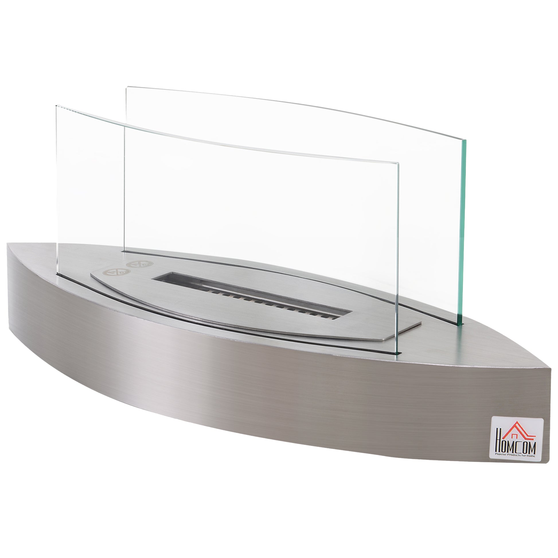 Ethanol Fireplace, 23.5" Tabletop 0.15 Gallon Stainless Steel 215 Sq. Ft., Burns Up To 2 Hours, Silver Silver Stainless Steel
