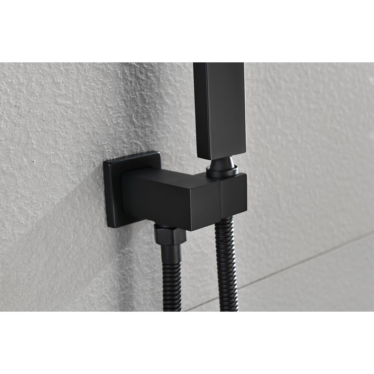 16" Shower Head System Ceiling Mounted Shower One Matte Black Wall Mounted Bathroom Brass