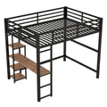 Full Size Metal Loft Bed With Built In Desk And Storage Shelves, Black Black Metal & Wood