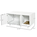 Wooden Cat Litter Box Enclosure & House, Kitty Hidden Washroom, With End Table Design, Scratcher, & Magnetic Doors, White White Mdf