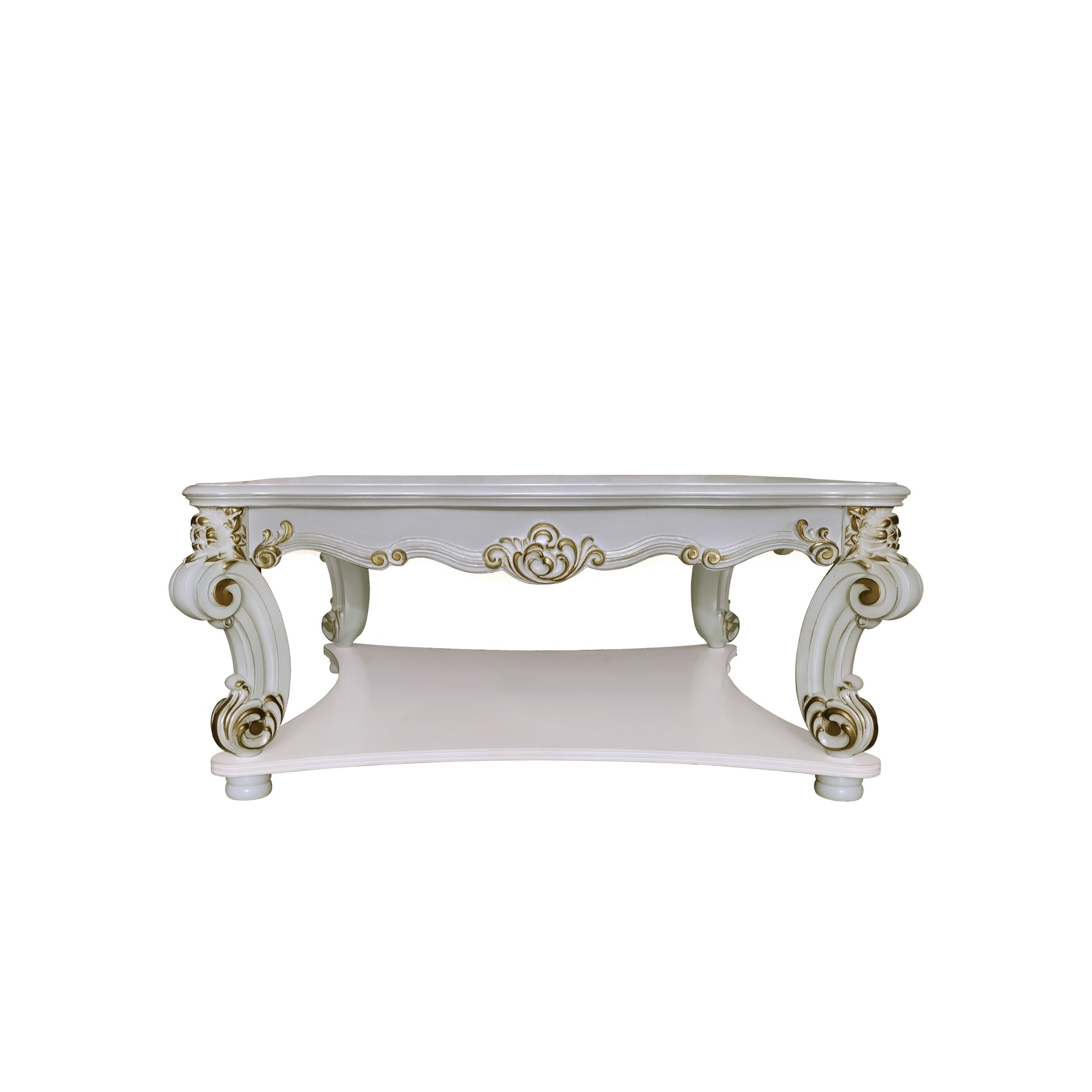 Vendome Coffee Table Square , Antique Pearl Finish Lv01526 Antique White Wood