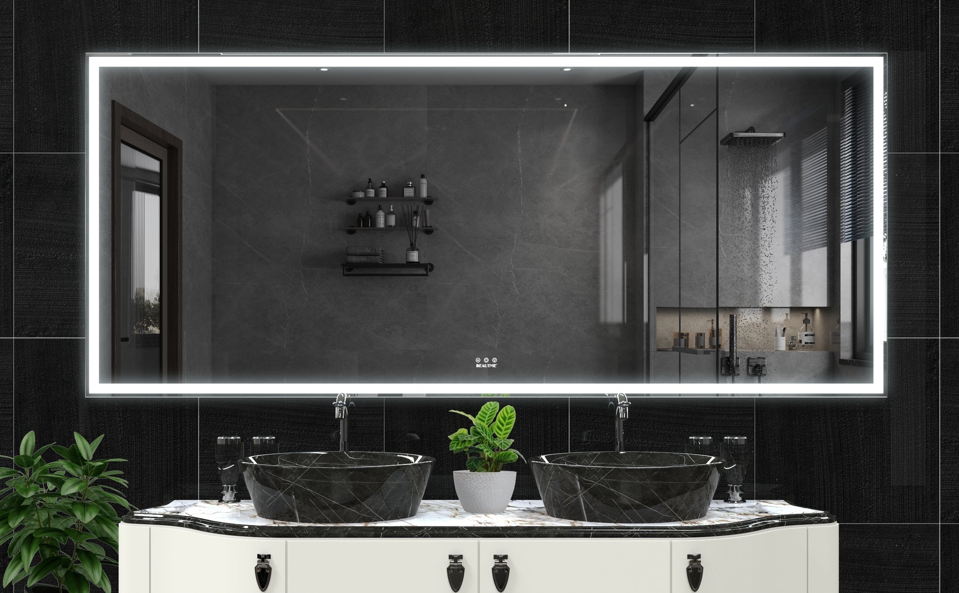 Extra Large Led Bathroom Mirror With 3 Color Aluminum Framed Wall Mirror Full Body Mirror With Lights, Vertical Horizontal Hanging Aluminum Framed Mirror For Bedroom Living Room, Silver, 84X36 Inches Silver Aluminium