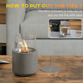 Tabletop Fireplace, Mini Concrete Ethanol Fire Bowl With Lid, Burns Up With Liquid Alcohol And Solid Tablet Alcohol, Light Grey Light Grey Stainless Steel