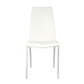 Modern Dining Chairs With Faux Leather Padded Seat Dining Living Room Chairs Upholstered Chair With Chrome Metal Legs Design For Kitchen, Living, Bedroom, Dining Room Side Chairs Set Of 4 White Metal