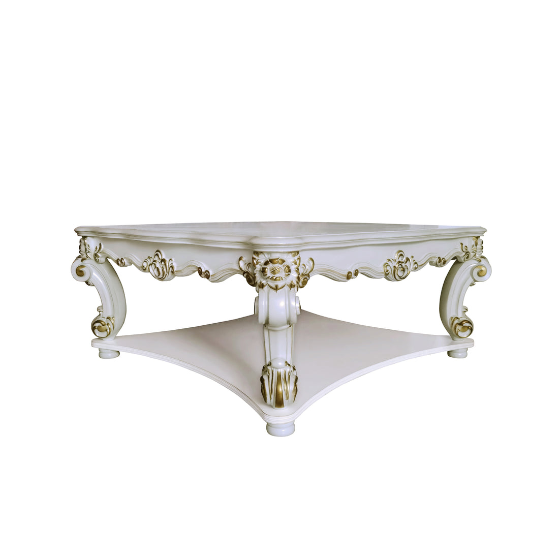 Vendome Coffee Table Square , Antique Pearl Finish Lv01526 Antique White Wood