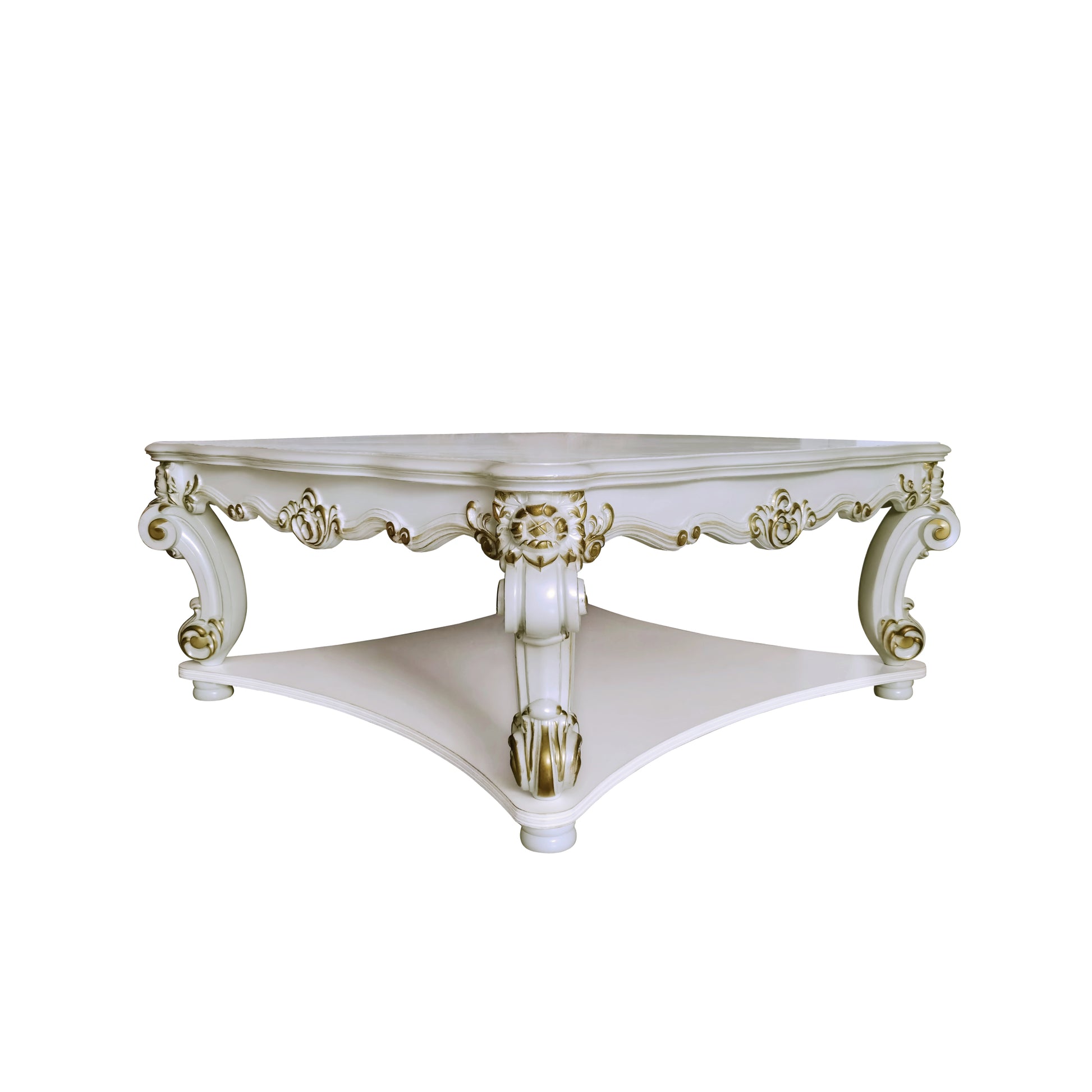 Vendome Coffee Table Square , Antique Pearl Finish Lv01526 Antique White Wood