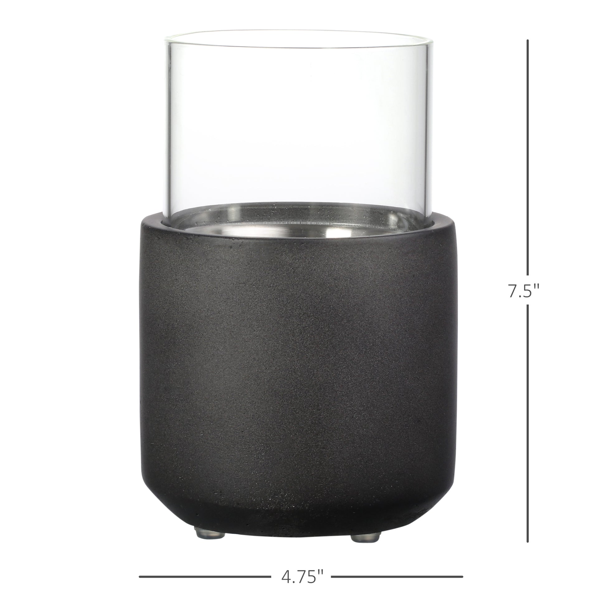 Tabletop Fireplace, Mini Concrete Ethanol Fire Bowl With Lid, Burns Up With Liquid Alcohol And Solid Tablet Alcohol, Dark Grey Dark Grey Stainless Steel