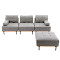 100.7'' L Shape Sectional Sofa 3 Seater Couches With A Removable Ottoman, Comfortable Fabric For Living Room, Apartment, Grey Grey Foam Palomino Fabric 4 Seat