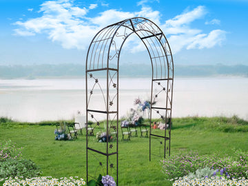 Metal Garden Arch Garden Arbor Trellis Climbing Plants Support Arch Outdoor Arch Wedding Arch Party Events Archway Black Black Iron