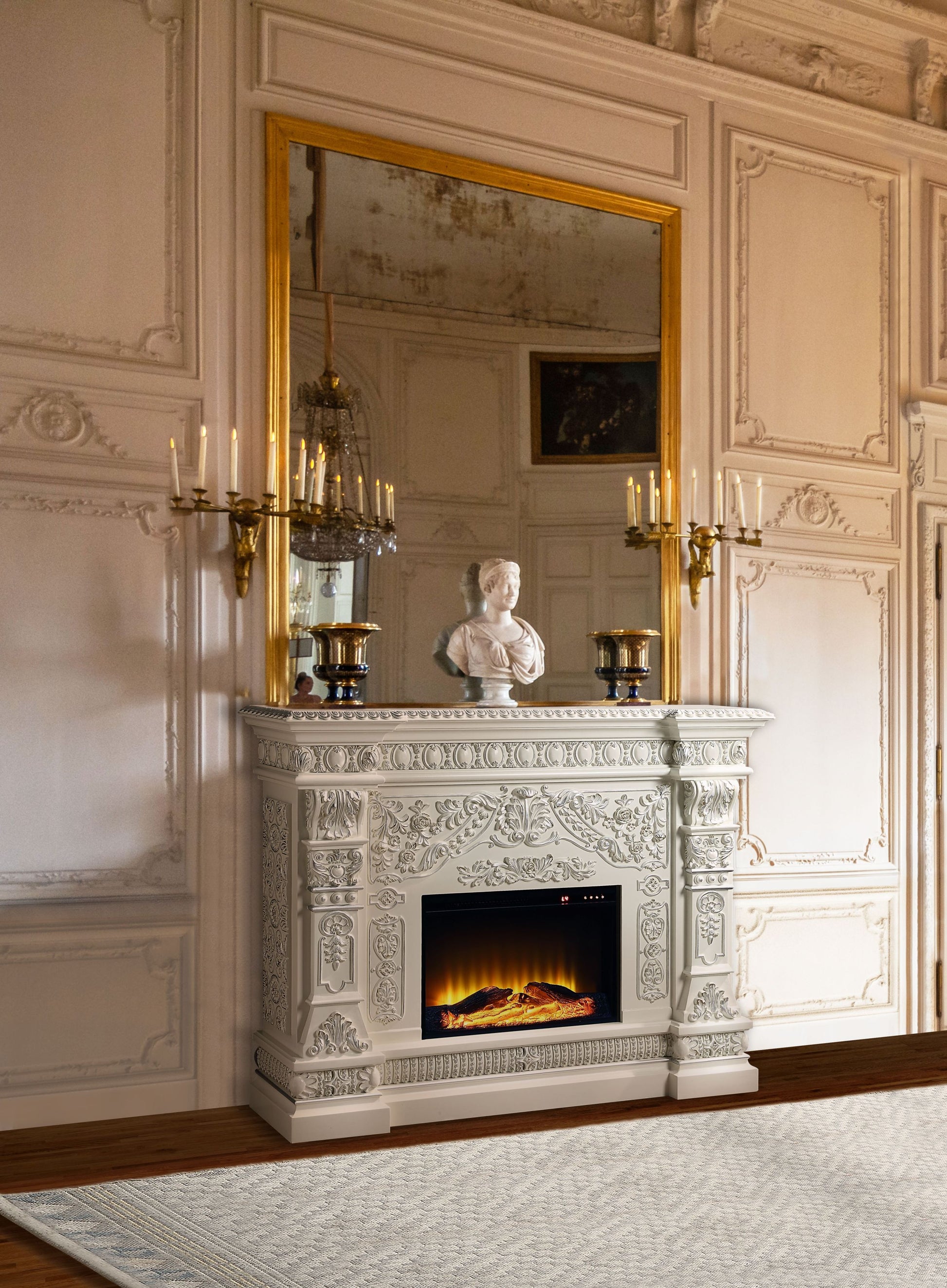 Vanaheim Fireplace Antique White Finish Ac01617 Antique White Mdf