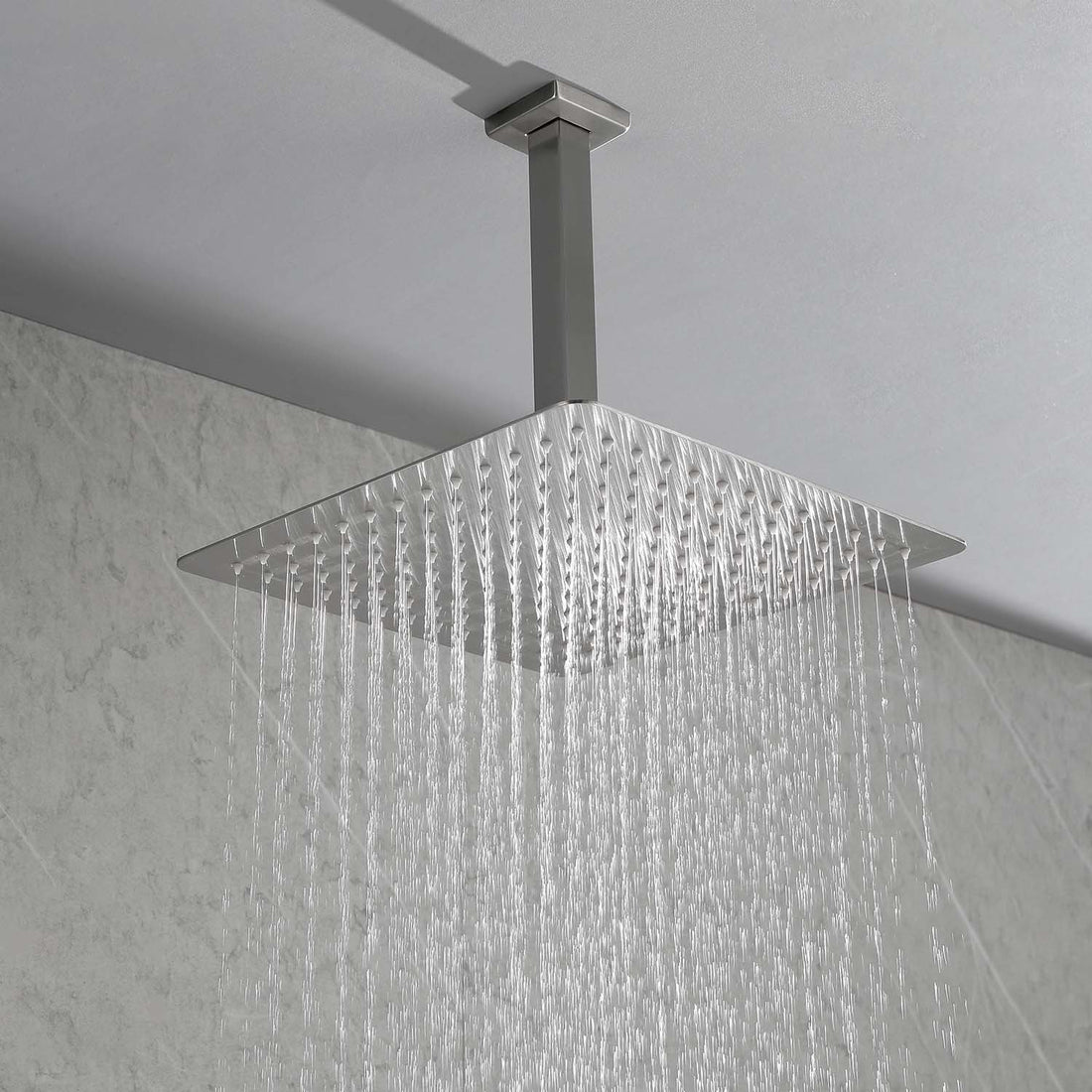 16" Shower Head System Ceiling Mounted Shower One Brushed Nickel Wall Mounted Bathroom Brass