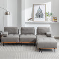 100.7'' L Shape Sectional Sofa 3 Seater Couches With A Removable Ottoman, Comfortable Fabric For Living Room, Apartment, Grey Grey Foam Palomino Fabric 4 Seat