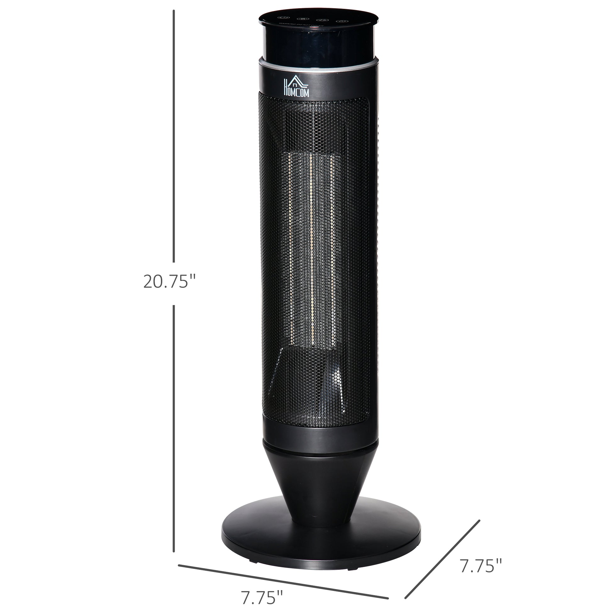 2 In 1 Tower Heater, Indoor Electric Space Heater With Oscillation, Remote Control, 8H Timer, Three Heating Modes High, Low, Fan , 750W 1500W Black Plastic