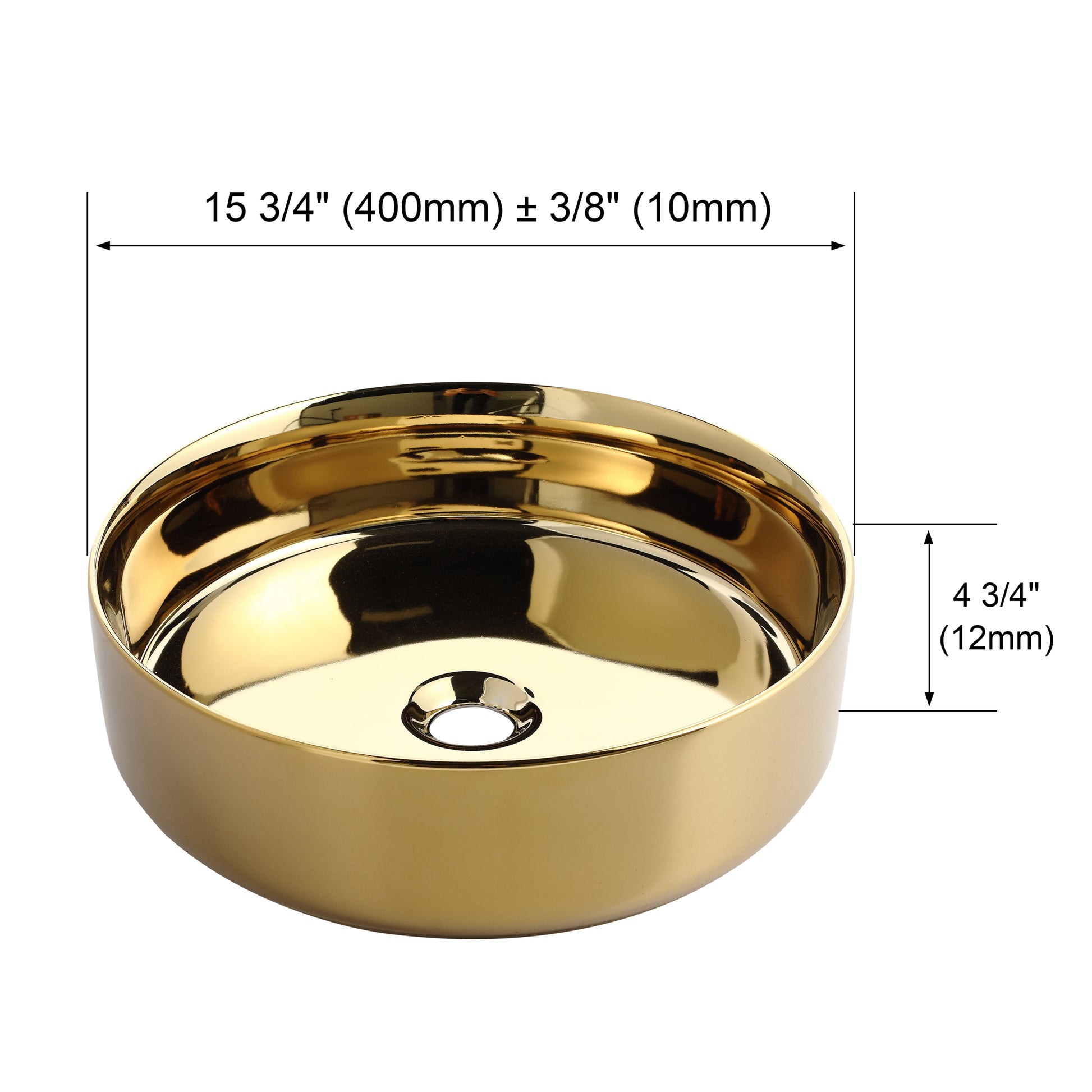 Ceramic Circular Vessel Bathroom Sink Art Sink Baa0014012Kk Golden Bathroom Ceramic