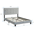 Queen Size Upholstered Platform Bed Frame With Pull Point Tufted Headboard, Strong Wood Slat Support, Mattress Foundation, No Box Spring Needed, Easy Assembly, Gray Gray Velvet