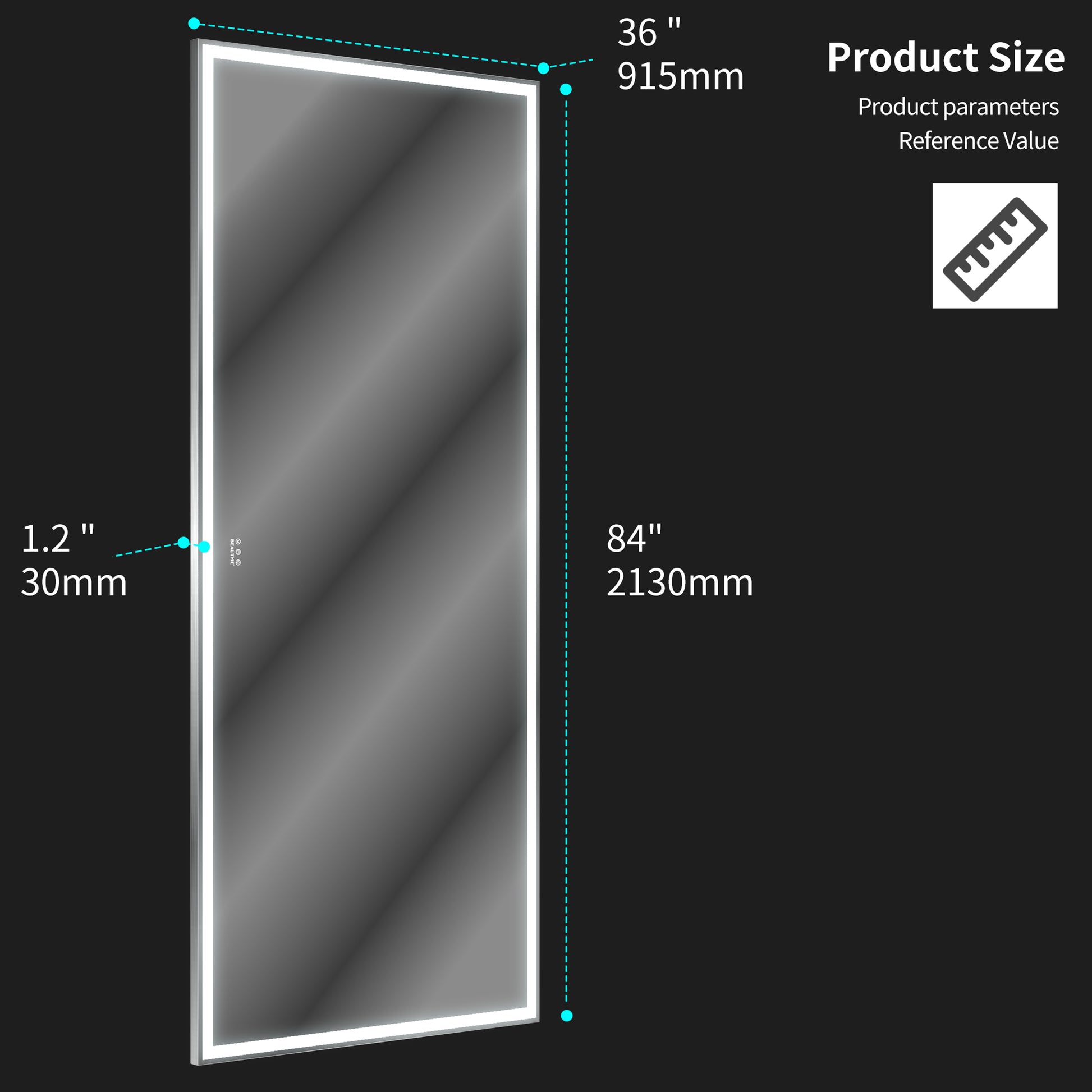 Extra Large Led Bathroom Mirror With 3 Color Aluminum Framed Wall Mirror Full Body Mirror With Lights, Vertical Horizontal Hanging Aluminum Framed Mirror For Bedroom Living Room, Silver, 84X36 Inches Silver Aluminium