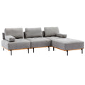 100.7'' L Shape Sectional Sofa 3 Seater Couches With A Removable Ottoman, Comfortable Fabric For Living Room, Apartment, Grey Grey Foam Palomino Fabric 4 Seat